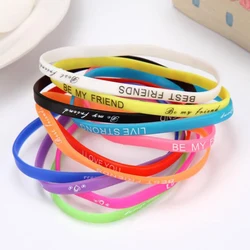 Hot Selling 60pcs 5mm Fluorescent color Silicone Bracelet Justin Bieber Belieber Wristbands