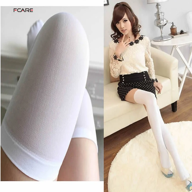 

Fcare 3 pairs new Body shaping thin legs stovepipe female cosplay white stockings Knee-High for Christmas