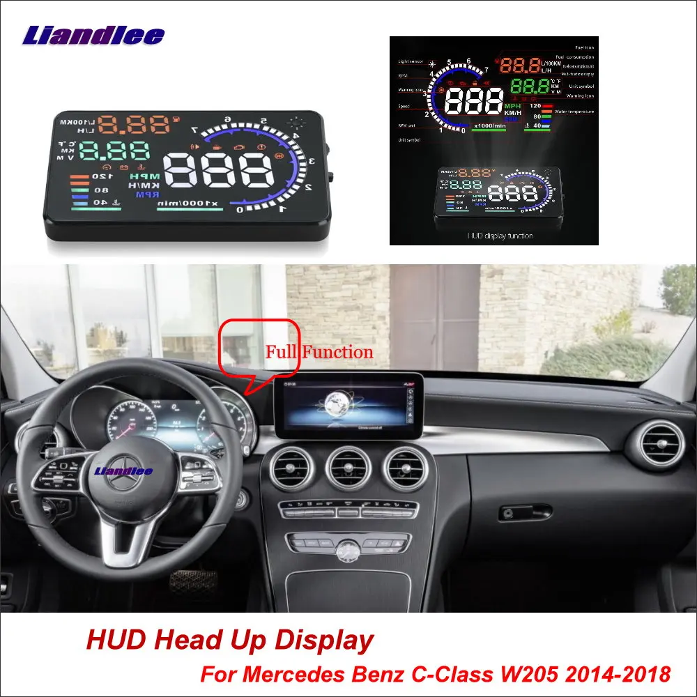 

Liandlee Car Head Up Display HUD For Mercedes Benz W203 W204 W205 2014-2018 HD Projector Screen Overspeed Alert Alarm Detector