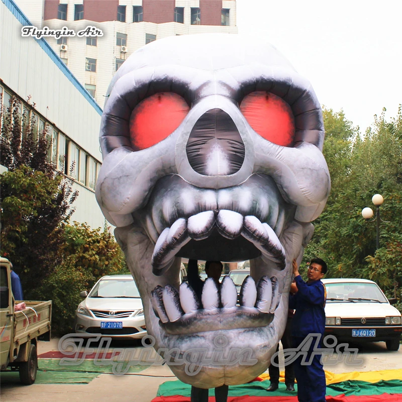 Customized Halloween Inflatable Skull Skeleton 2m/3m Height Hanging Ghost Head Skull For Night Club And Bar Decoration