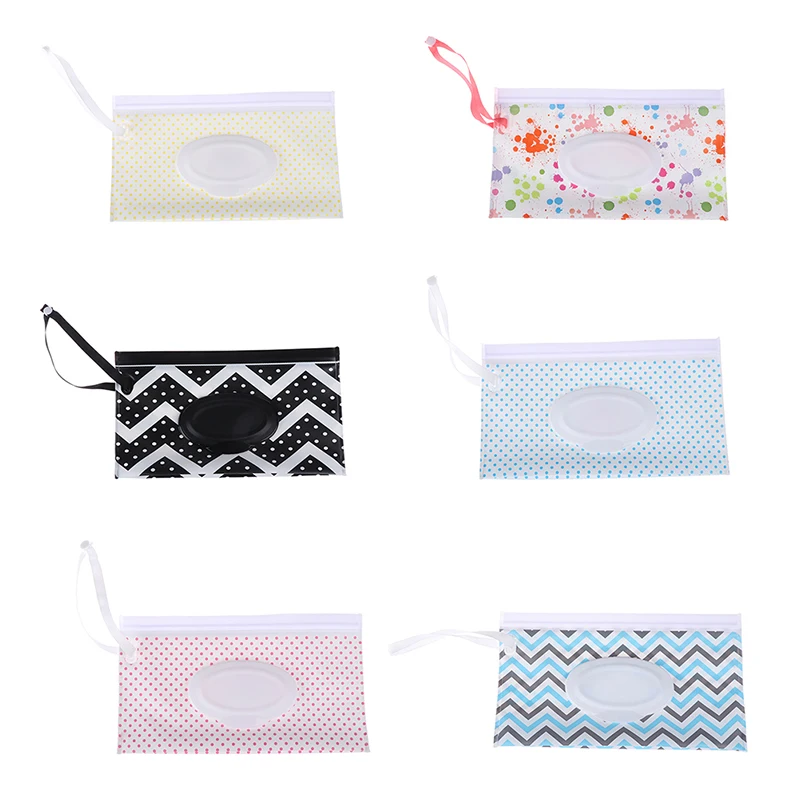 Eco-friendly Easy-carry Wet Wipes Bag Snap Strap Wipes Container Clamshell Cosmetic Pouch Clutch Cleaning Wipes Case