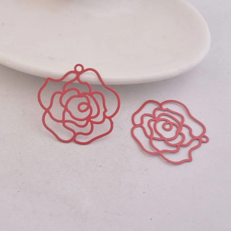 50 Stück AB1353 30mm*32mm Große Blumenanhänger Rosen-Messing-Charms Stanzanhänger DIY Schmuckzubehör – Detail 8