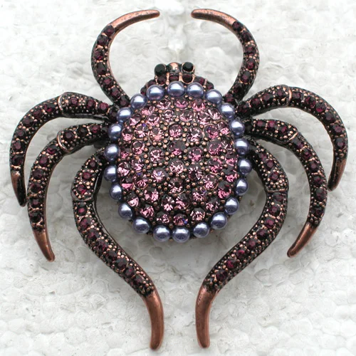 

60pcs/lot Mixed Color (Can Notes Color) Wholesale Rhinestone Spider Halloween Gift Pin brooches in 6 colors C101291