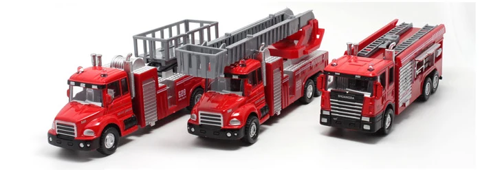 المعادن الكهربائية سلم الشاحنات لعبة سبيكة سيارة نموذج مدفع المياه شاحنة مطافئ الصوتية البصرية الأطفال الهدايا التعليمية المركبات اللعب