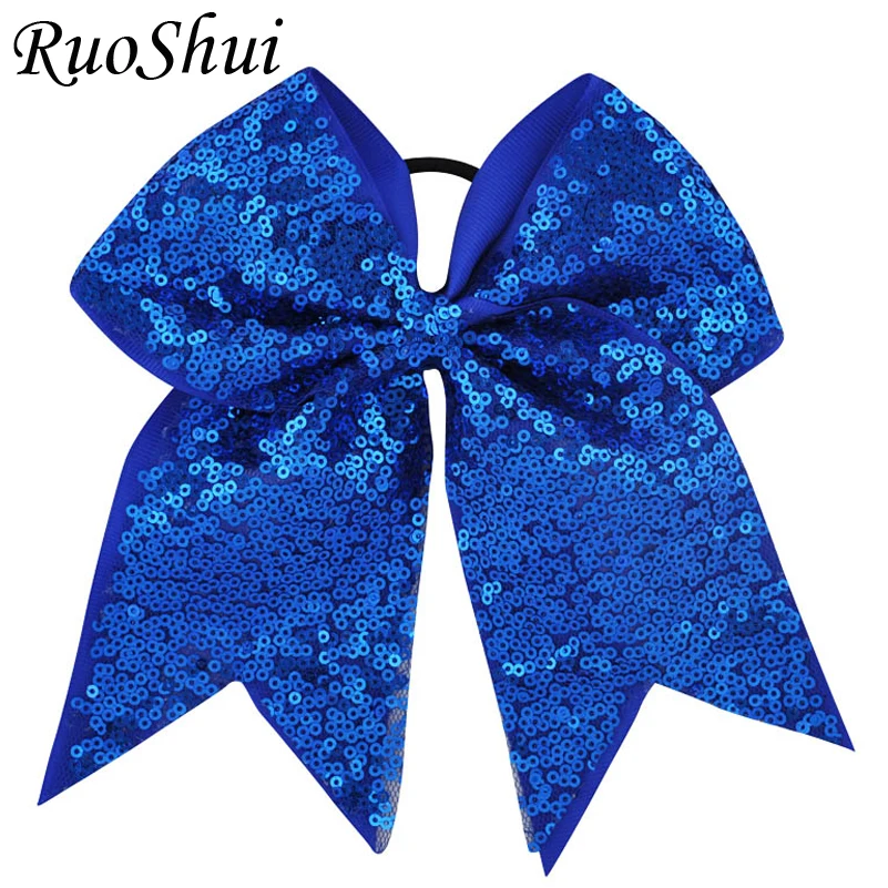 28 Colors 7 Inch Sequins Ribbon Hair Bows DIY Large Girls Kids Sweet Elastic Hair Bands Hair Accessories Women Girl Hair Ties