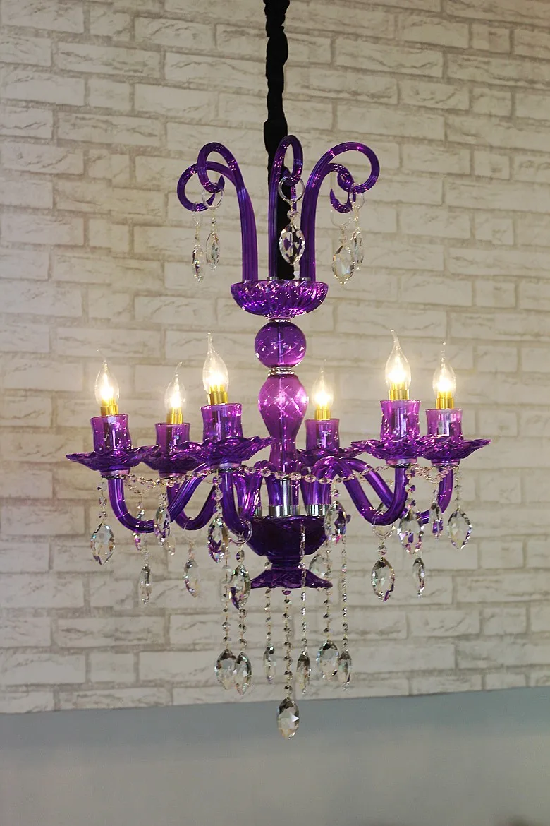 Dining room Purple Crystal lighting wedding chandelier led  Candelabro for Coffee shop Bar kid Modern Led Chandelier daily light