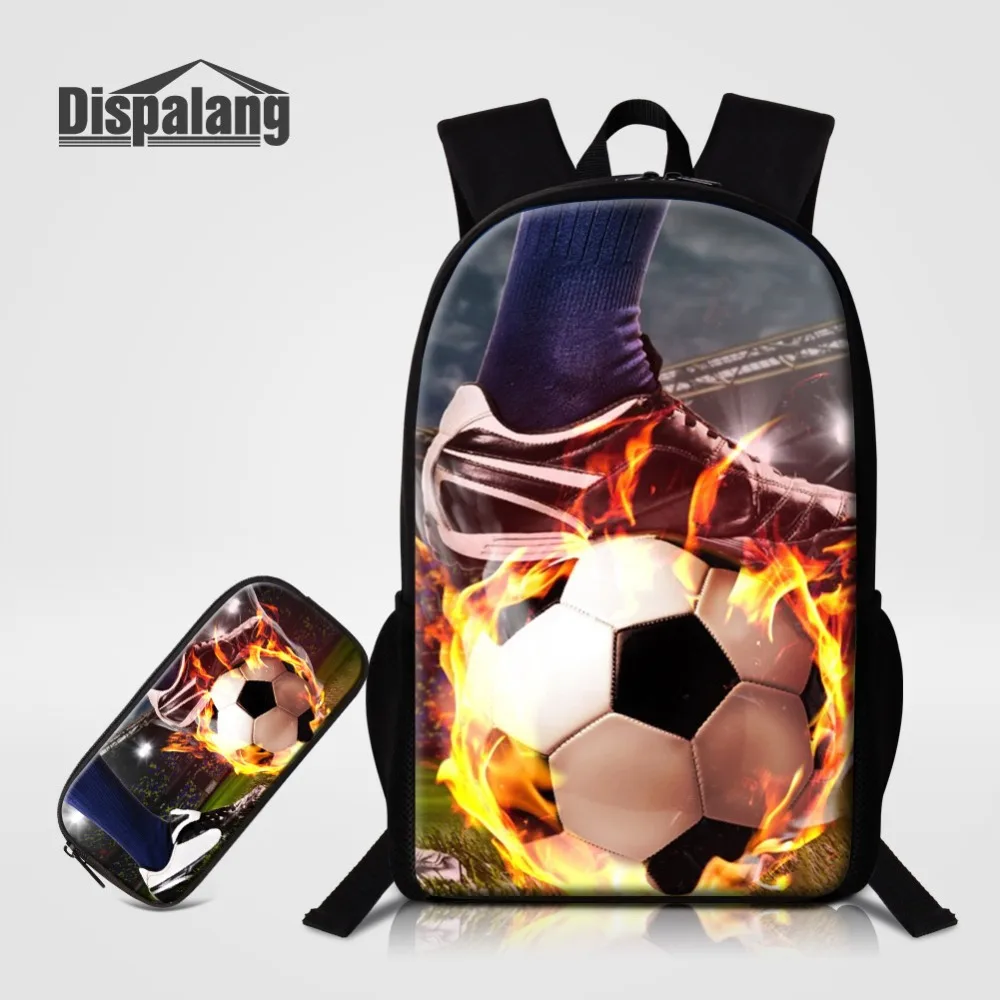 Custom Printing School Bag With Pencil Case Promotional 2 PCS Set Children Backpack Basketball Football Sport Outdoor Bagpack