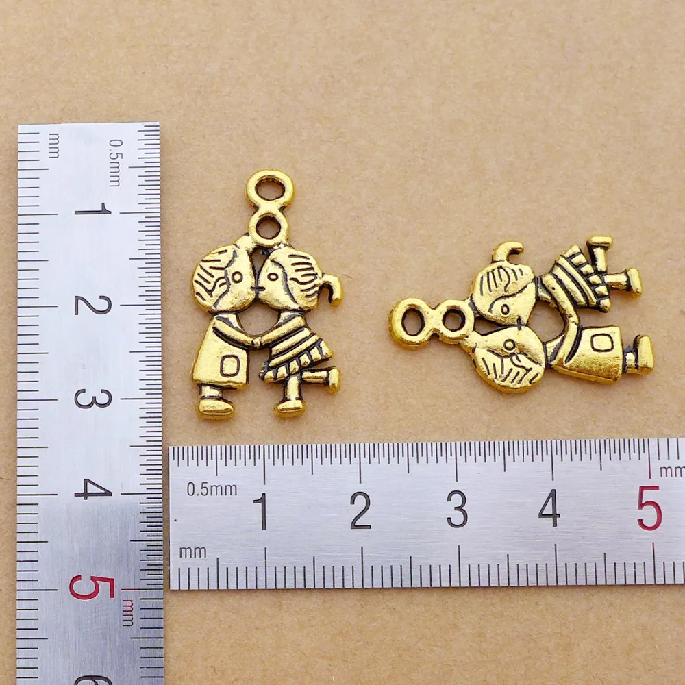 dancing boy &girl charm pendant antique gold alloy charm diy jewerly accessories bracelet free shipping 27.2*16.3mm 100pcs/lot