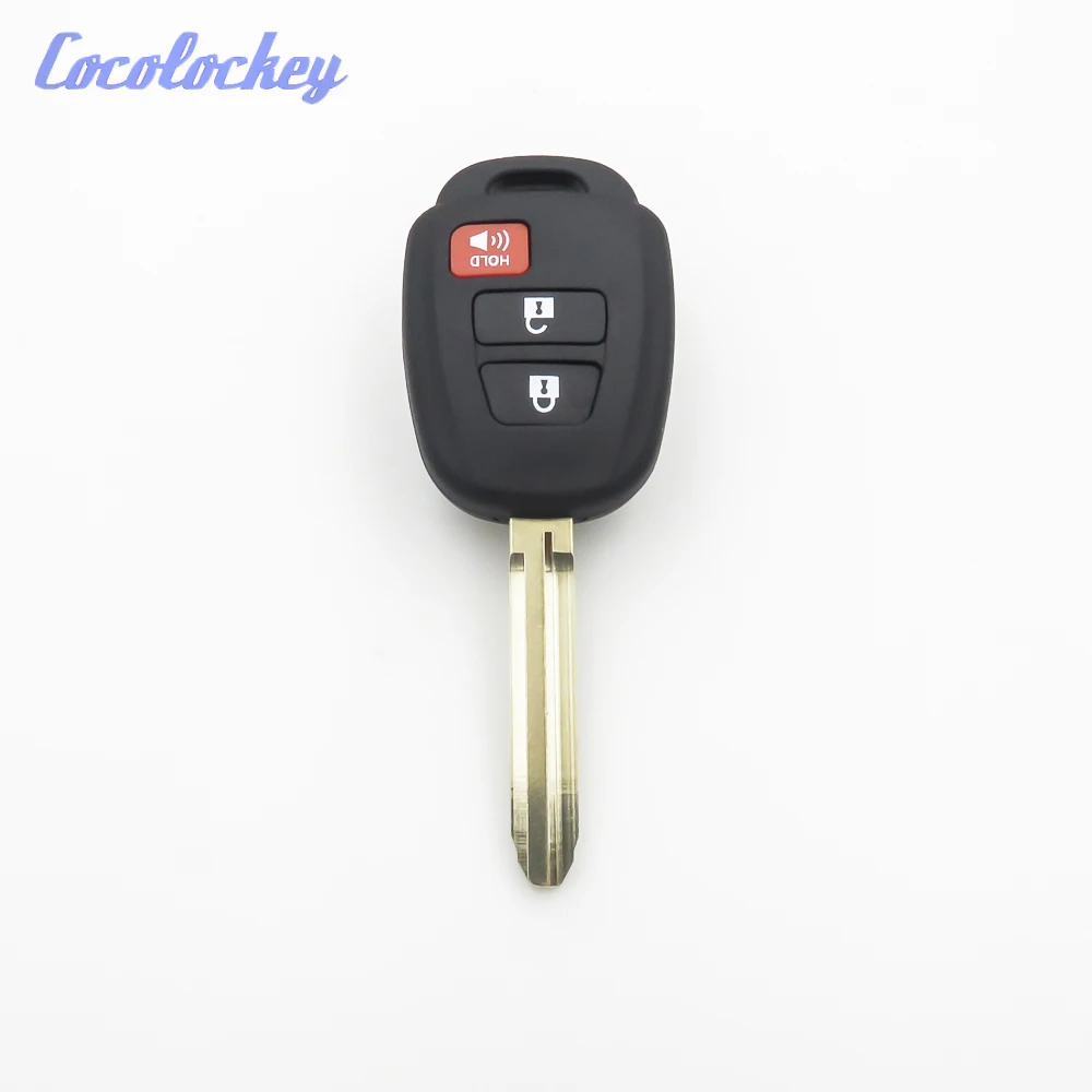 Cocolockey capa de chave remota, substituição de 3 botões sem chave, compatível com toyota rav4 highlander fob chave sem cortes, 3 botões, sem logotipo