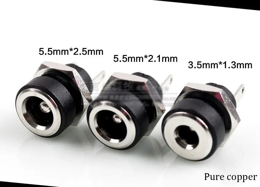 ZEROZONE 1pcs Taiwan pure copper silver plated DC socket 5.5*2.1/5.5*2.5/3.5*1.3mm L4-26