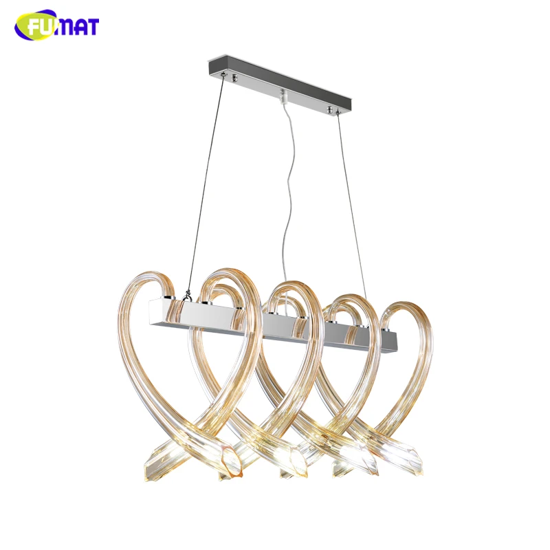 

FUMAT European Style Amber Crystal Lights Living room Bed Room Led Luxury Heart Shape Suspension K9 Crystal Chandelier Lights