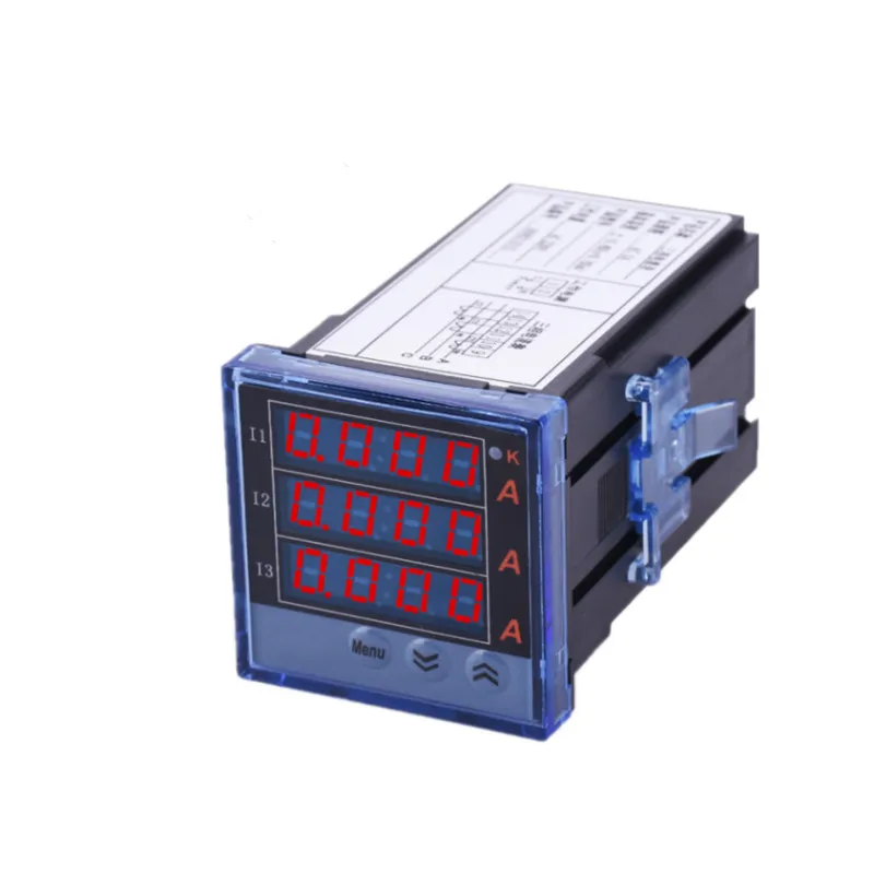 Professional New Original 0-5A 0.5 Class Digital Three Phase Current Meter Mini 48*48 Panel Ammeter Measuring Amp Tester