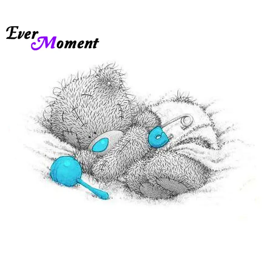 DIY 5D Diamond Painting Cross Stitch Cute Sleeping Baby Tatty Teddy Bear Diamond Embroidery Painting Cartoon Full Kit ASF785