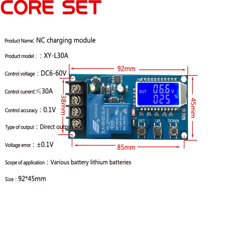 6-60v 30A 10A Solar Battery Controller Charge Protection Board Charger Time Switch 12v 24v 36v 48v Lead-acid Battery Capacity