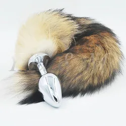 New Big Anal plug fox tail Stainless steel butt plug cat tail anal plug fox tail cosplay anal sex toys metal butt plug dog tail