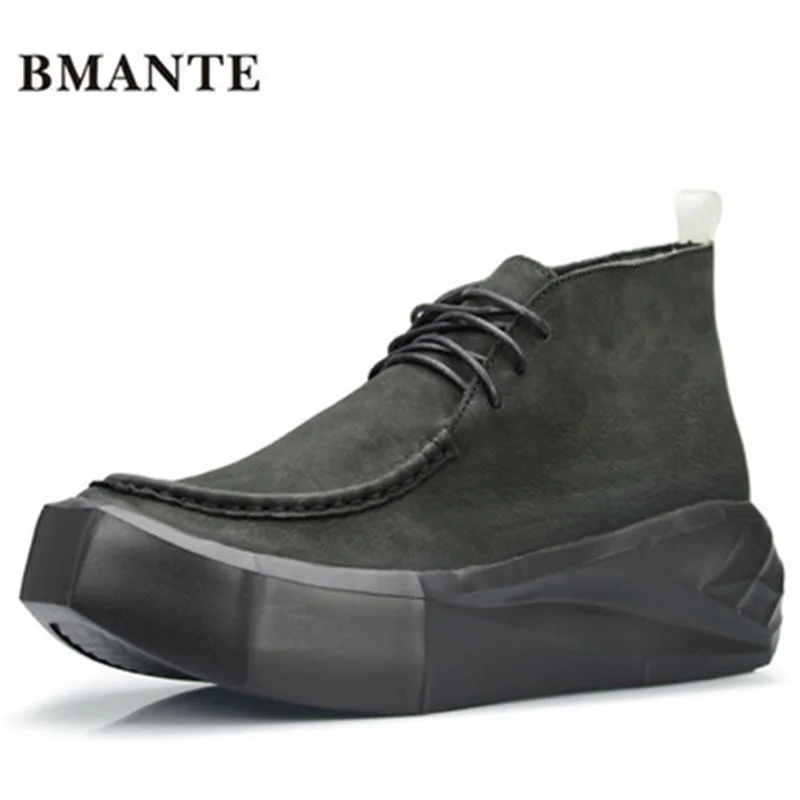 Bmante Men Shoes Height Increasing Flatform Genuine Leather Shoes Autumn Luxury Trainers Casual Male Sneakers Gothic Dark Owen