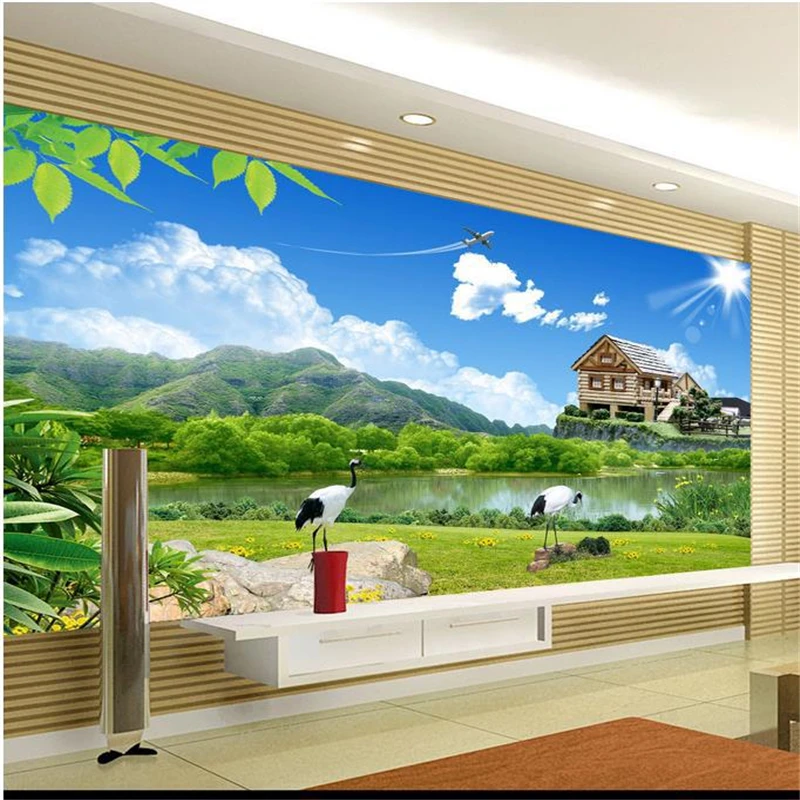 beibehang 3D three-dimensional mural landscape European TV backdrop living room bedroom wall wallpaper photo wall paper