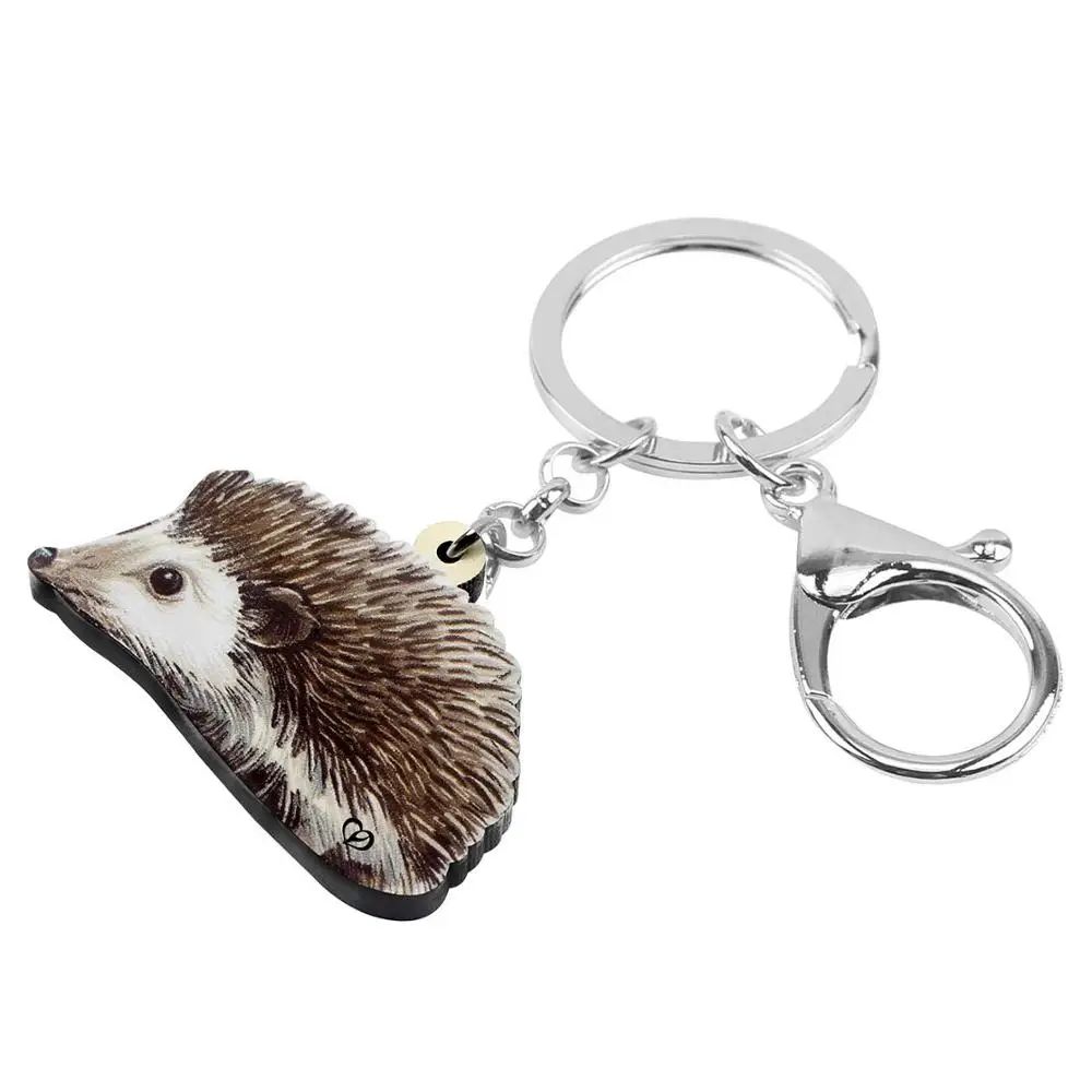 WEVENI Acrylic Cute Black Eyes Small Hedgehog Key Chains Key Ring Fashion Animal Jewelry For Women Girls Bag Car Charm Pendant