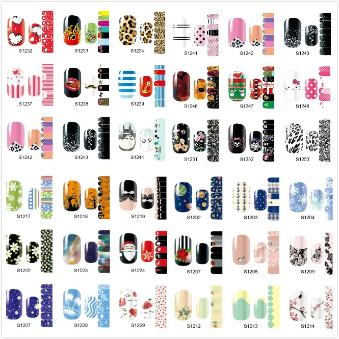 

Wholesale New Excellent Chic Nail Art Sticker Self-adhesive full Manicure Beauty Wrap Decoration Decal 100pks/lot free shipping