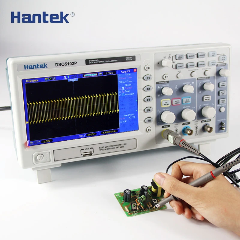 Oscilloscope DSO5102P Hantek Digital Storage 100MHz 2channels 1GSa/s 7'' TFT LCD Better than Ads1102cal+