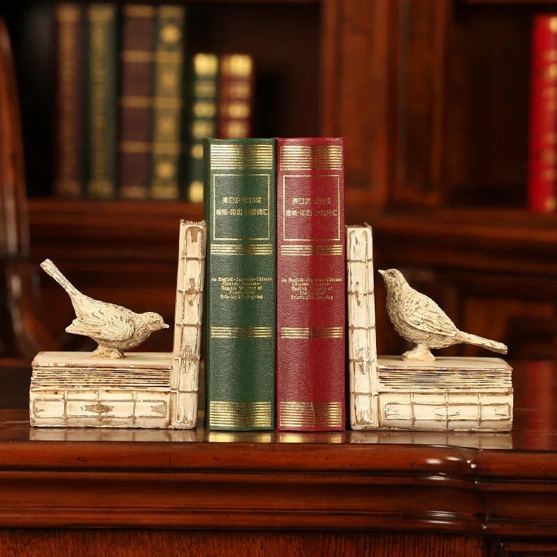 Creative American antique bookends books birdie study sample room ornaments resin craft gift Decoration!