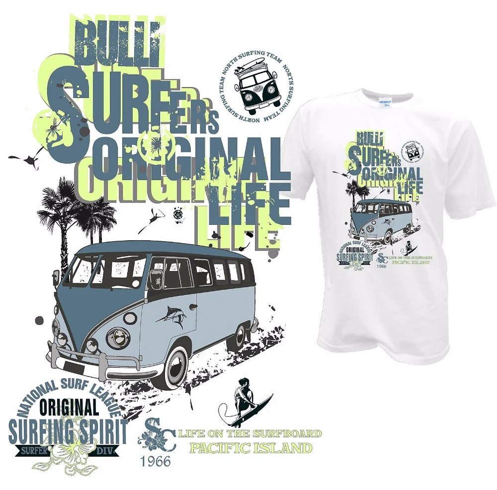 Hot Sale Fashion High Quality Personality T-shirt  Bulli Bus Surfer Tee shirts Retro Samba T1 T2 T3 24 Printing Casual T shirt