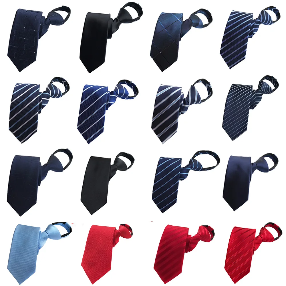 

Men Business Striped Wide Zipper Necktie Wedding Party High Quality Pre-tied Tie BWTHZ0313