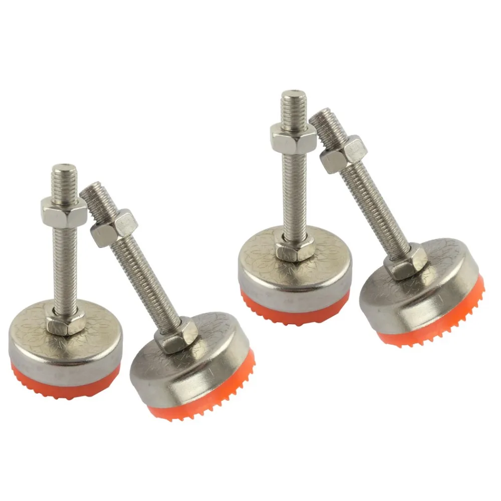 4pcs M10x80mm Adjustable Foot Cups 50mm Diameter TPU Non-skid Base M10 Thread 80mm Length Articulated Leveling Foot