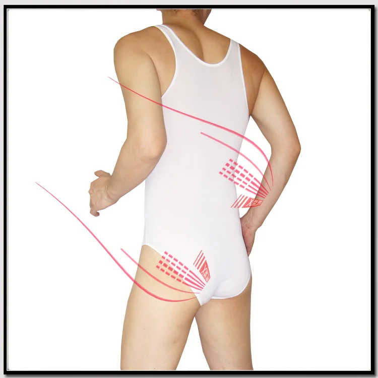 Manviewเซ็กซี่บอดี้สูทเหนียวผ้าไหมบางบอดี้สูทShapingชุดชั้นในชายเกย์Cool Sexy Jumpsuit Lounge 8035