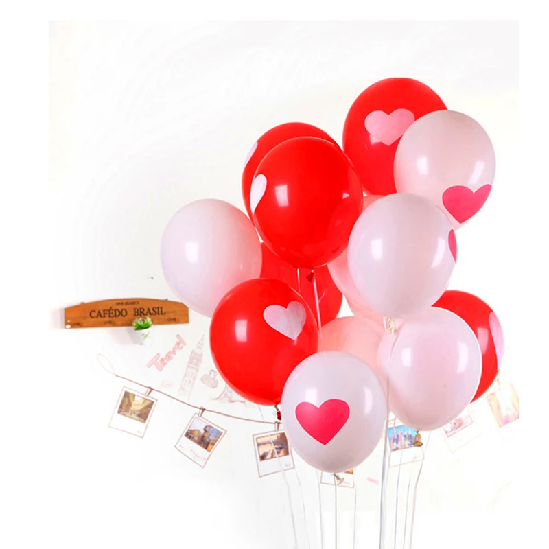 Wyślij losowo 10 sztuk/partia 12 cal 3.2 g/sztuka lateksowe helem piłka balon Wedding Party urodziny wzór serca mieszane kolor balon q99