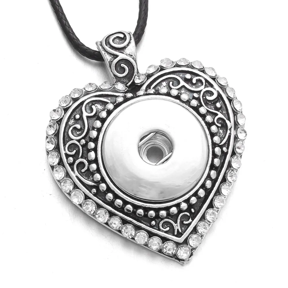 Classic Round alloy 18mm xinnver snap button crystal necklace & pendant jewelry with Bead chain woman DIY jewelry ZG041