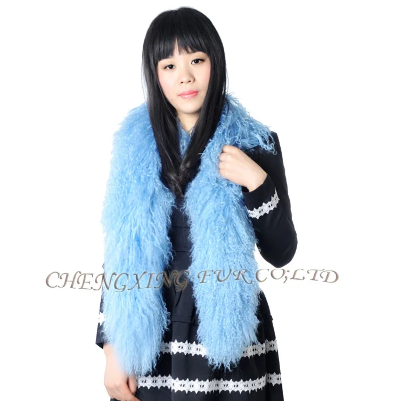 Long Size Great Genuine Mongolian Sheep Fur Wholesale Scarf CX-S-02B