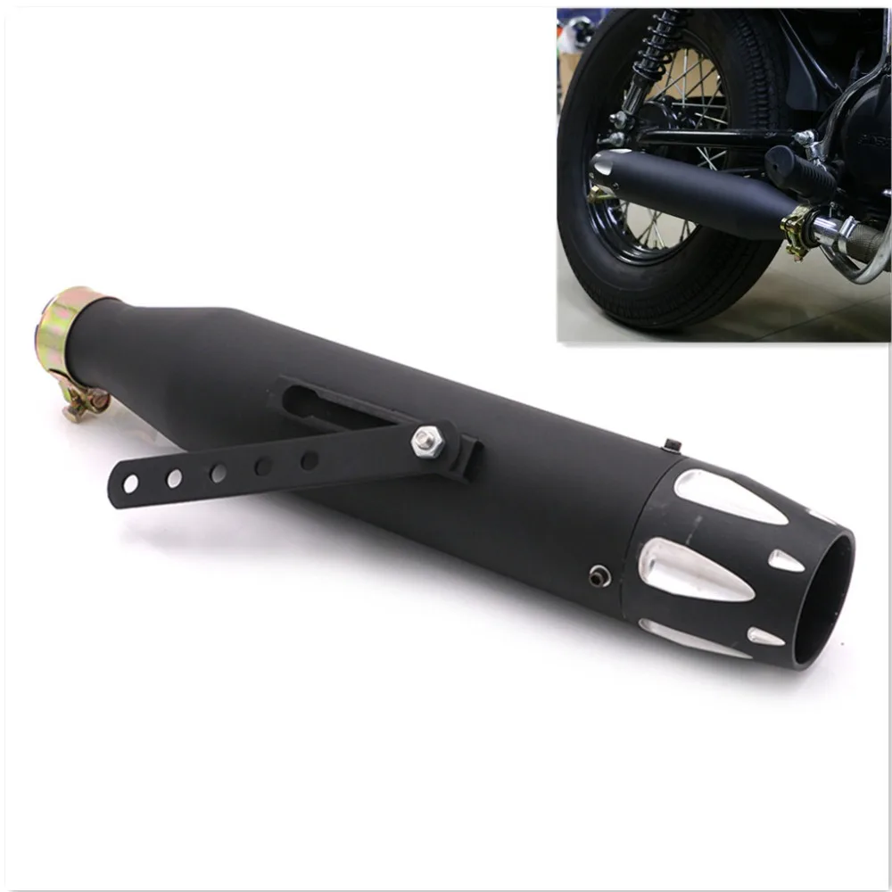 35/39/43mm Universal Motorcycle Cafe Racer Exhaust Pipe with Sliding Bracket Black For Honda CG Cruise Prince Ranger for Harley