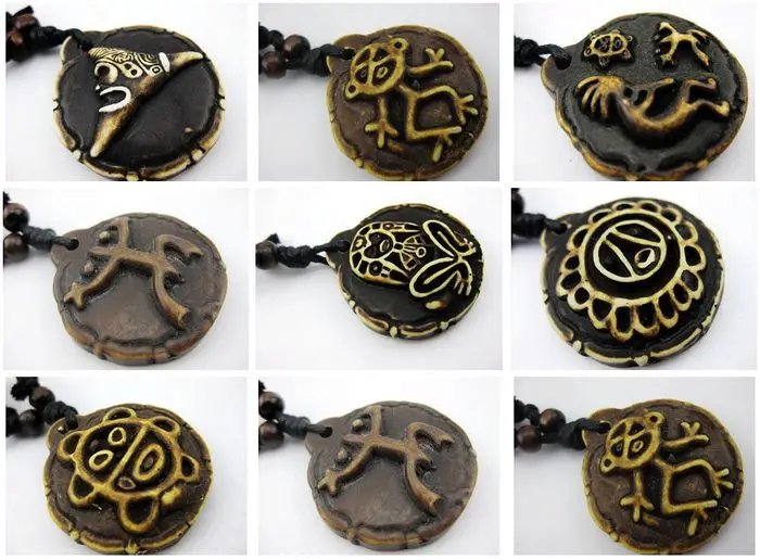 14 pcs Taino Coqui Frog Cemi Sun Turtles Kokopelli Imitate Bone Powder Biker Necklace All 7 styles choose