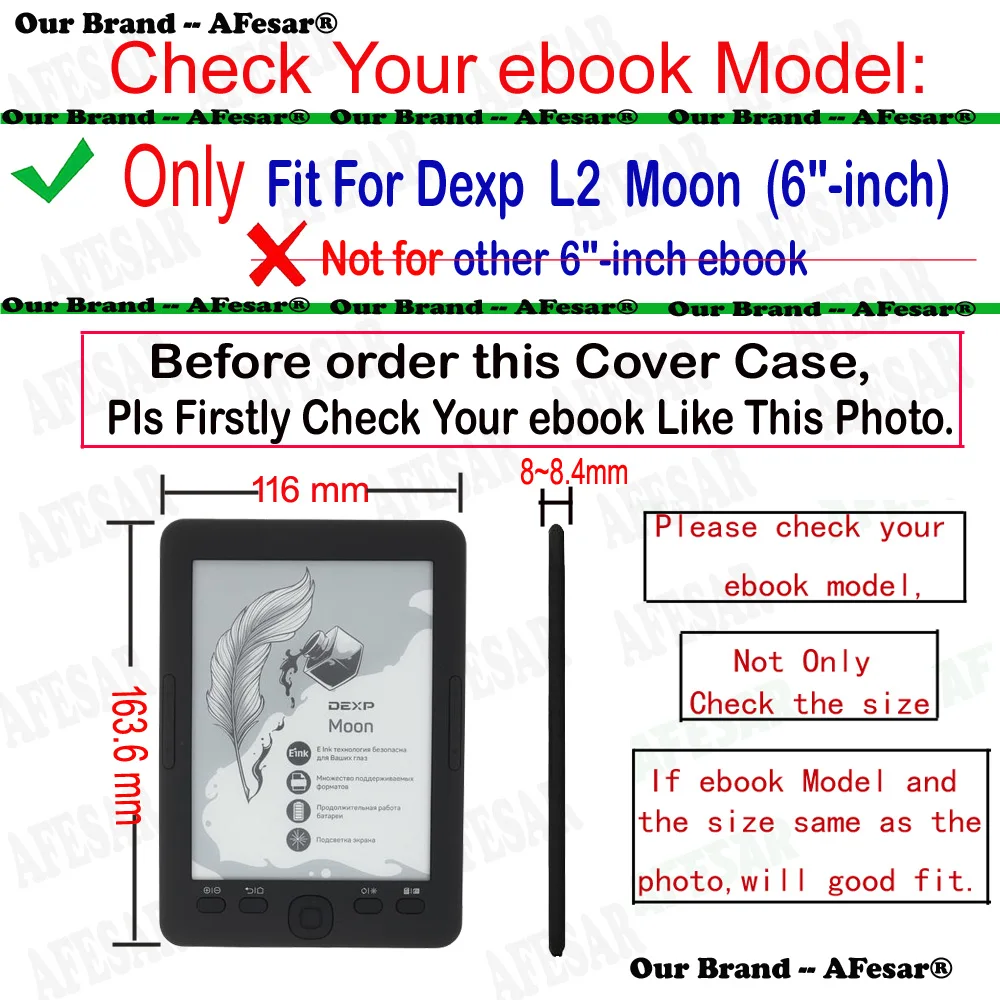 PU Leather Case for Dexp L2 Moon 6 Inch Ebook  6 Inch Reader New Arrival Flip Cover Shell