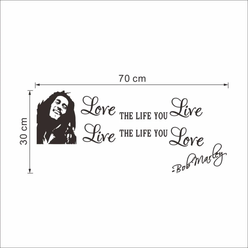 Removable Bob Marley Quotes Wall Stickers For Bathoom Living Rooms Poster Decoration Decals WallPapers House Home Decor Mural