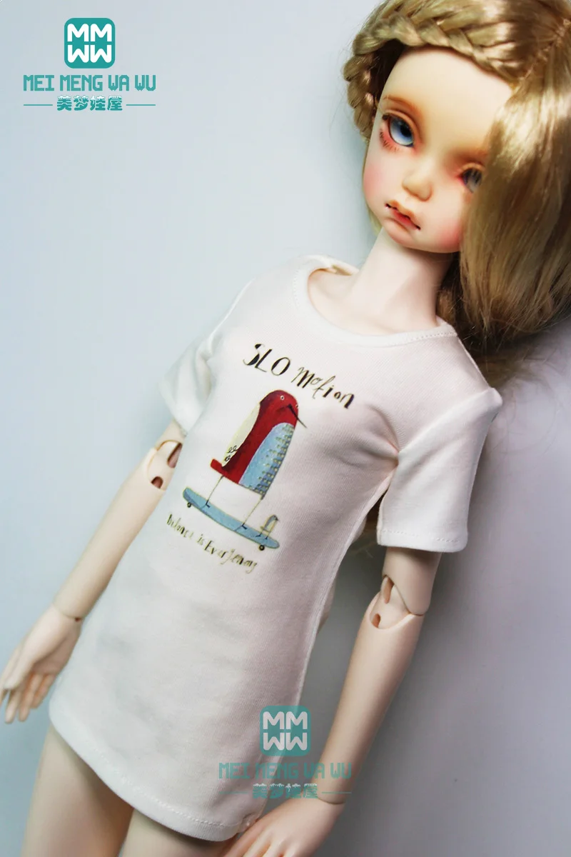 

BJD doll clothes fits 43cm MSD 1/4 BJD doll fashion casual mid-length cotton T-shirt Variety of patterns