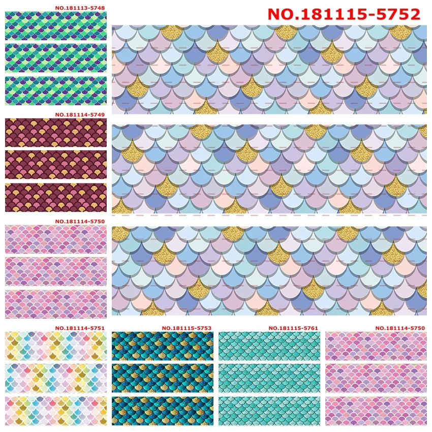 Mới 50 Yard Nhiều Màu Sắc Vảy Cá Ruy Băng In Hình Grosgrain Ruy Băng 5748