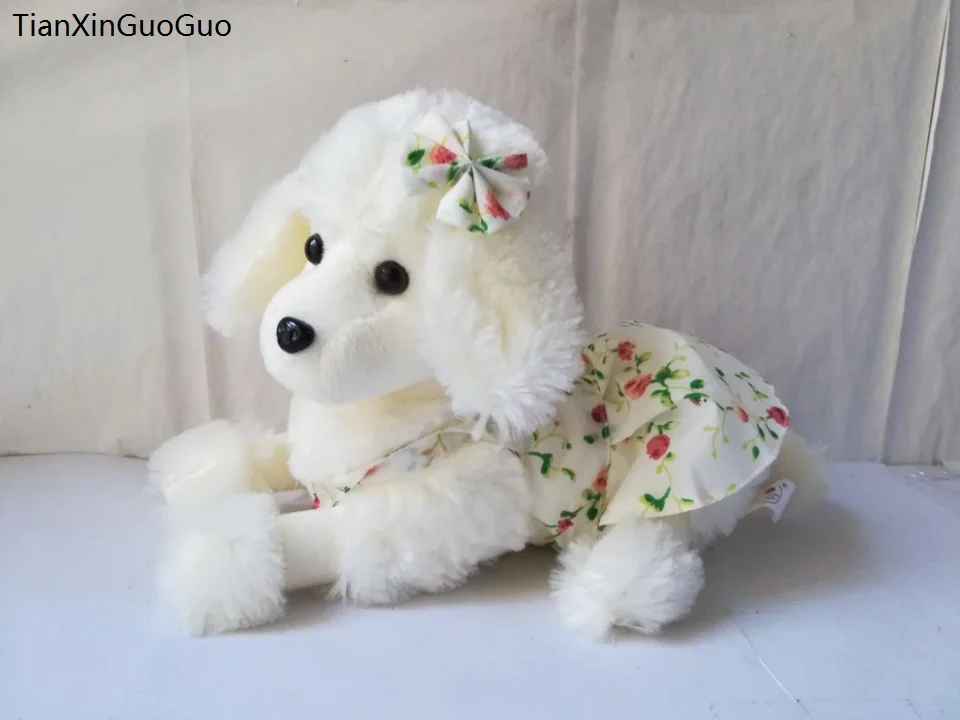 

lovely cartoon prone poodle dog soft doll about 30cm dressed skirt poodle plush toy Christmas gift h2016