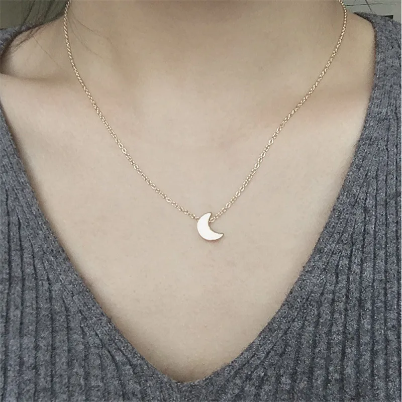 New Rescent Moon Pendant Clavicle Necklace Minimalist Women Fashion Collares Summer Everyday Jewelry Collares Bijoux