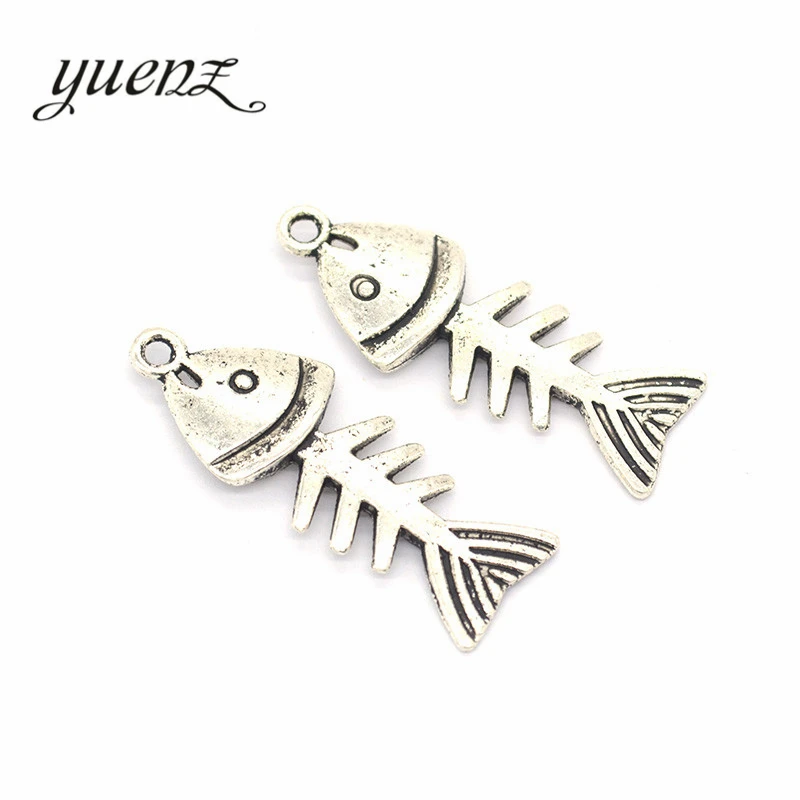 YuenZ 8pcs 3 color Antique Sliver animal fish Charm DIY metal charms for jewelry making 26*12mm D708
