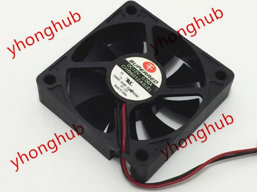 SUPERRED CHB6012AS Server Cooling Fan DC 12V 0.06A 60x60x15mm 2-Wire