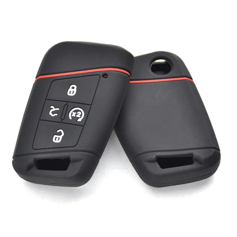 AX Silicone Remote Key Case Fob Shell Cover Skin Pocket 4 Button For Volkswagen VW Tiguan Passat Golf Alltrack 2018 2019