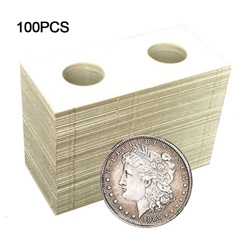 100pcs 40mm Cardboard Coin Holders Coin Collection Holders Supplies Flip Assortment Home Decor