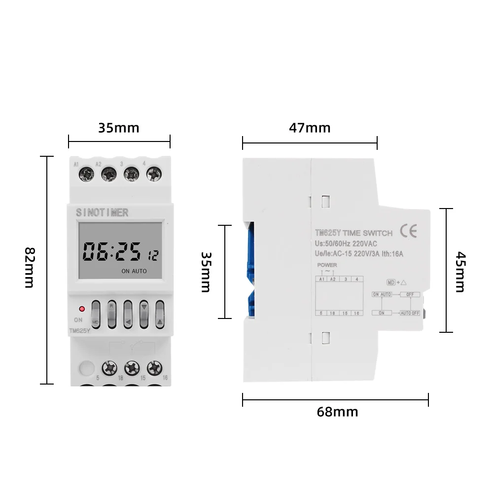 230VAC Infinite Year Cycle Monthly Timer Switch DIN Rail Used On Communication Base Station