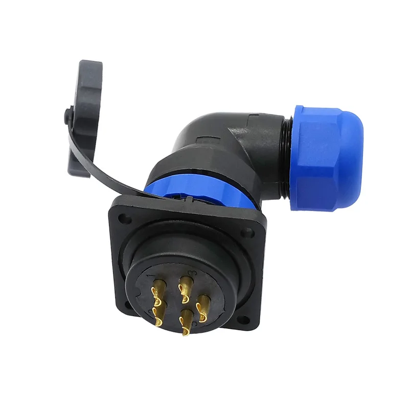 SP28 waterproof connector IP68 angle connectors 2pin 3/4/5/6/7/8/9/10/12/14/16/19/22/24/26Pin flange socket 90 degree elbow