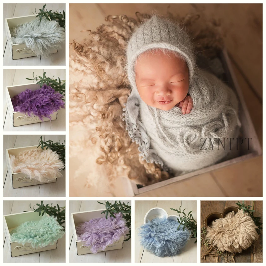 Baby Photo Shoot Posing Wool Blanket For Newborn Photography Props Fotografia Basket Filler Flokati Photoshoot Accessories