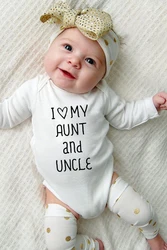 I Love My Aunt and Uncle Newborn Baby Clothing Autumn Body Baby Bodysuits White Kids Jumpsuits Baby Boy Girl Cloth