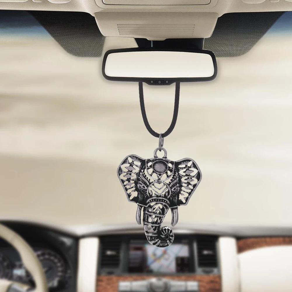 Car Pendant Elephant Head Ornaments Interior Rearview Mirror Decoration Hanging Decor Lucky Family Friends Gift Car Accessories