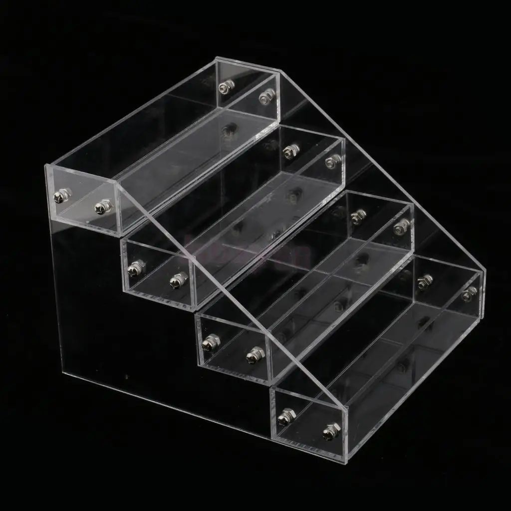 4 Tiers Clear Acrylic Makeup Nail Polish Organizer Varnish Stand Table Rack Counter Display Lip Stick Holder Hold 20 Bottles